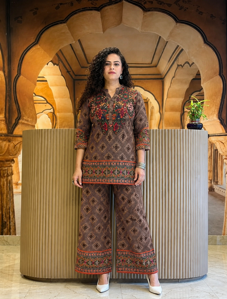 Ethnic Brown Stylish Co-Ord Set