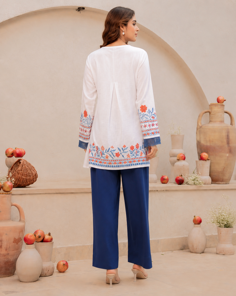 Zephyra Lounge Set -White & Royal Blue