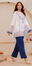 Zephyra Lounge Set -White & Royal Blue