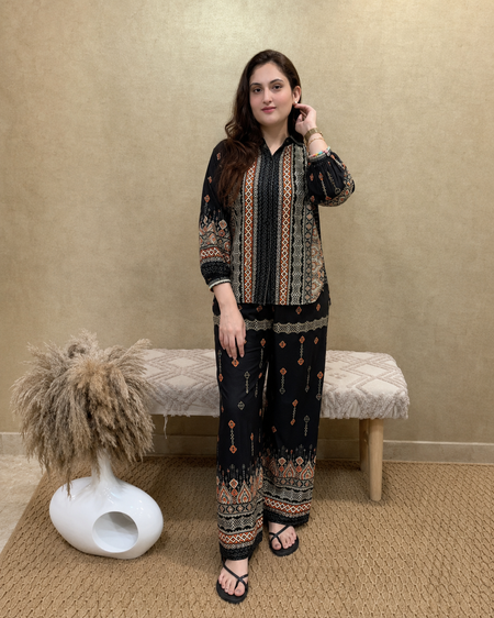 Women’s Boho Print Wide Leg Co-Ord Set