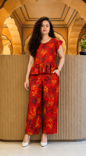 Midnight Heritage Co-Ord Set-Rust Red