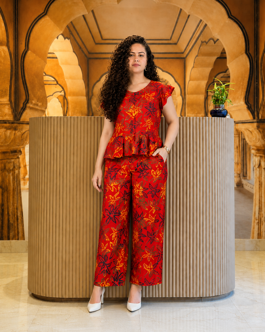 Midnight Heritage Co-Ord Set-Rust Red