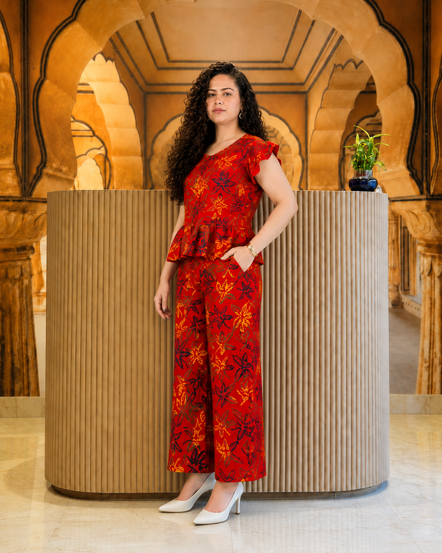 Midnight Heritage Co-Ord Set-Rust Red