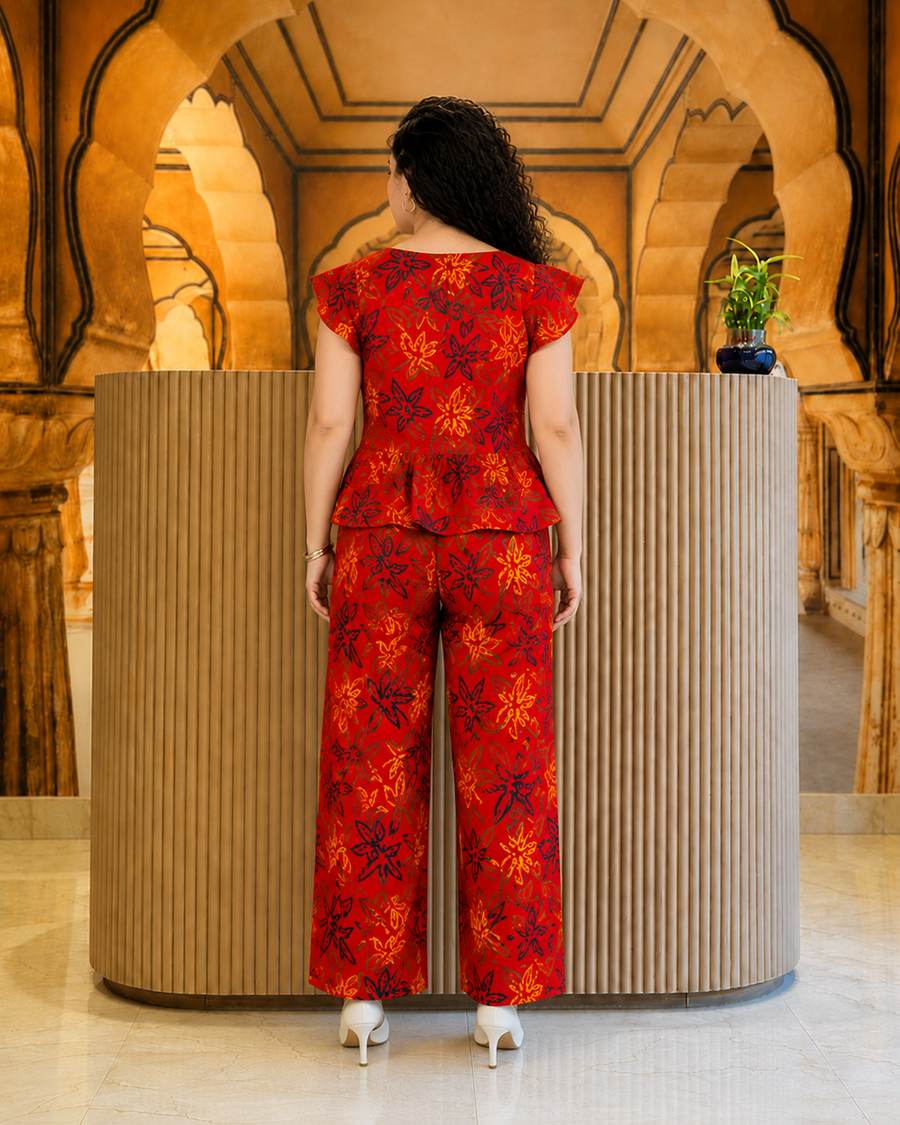 Midnight Heritage Co-Ord Set-Rust Red