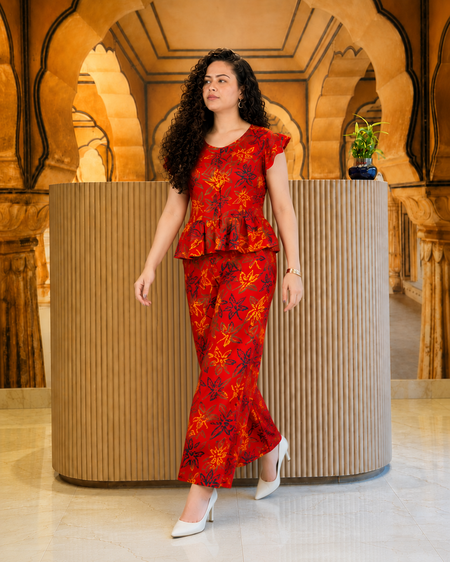 Midnight Heritage Co-Ord Set-Rust Red