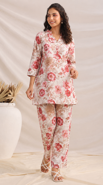 Sunshine Floral Co-Ord Outfit Set (White)