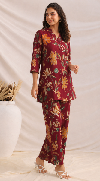 Sunshine Floral Co-Ord Outfit Set (Red)