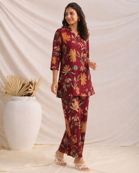 Sunshine Floral Co-Ord Outfit Set (Red)