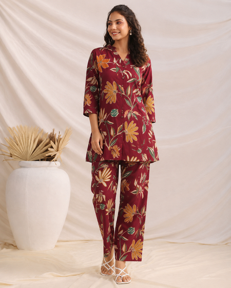 Sunshine Floral Co-Ord Outfit Set (Red)