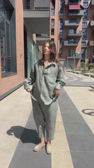 Effortless Sage Linen Co-ord Set – Minimalist Chic for Modern Elegance