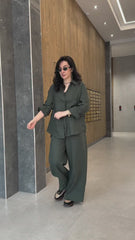 Effortless Olive Co-ord Set – Minimalist Chic for Modern Elegance