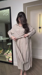 Beige Linen Wrap Dress – Refined Minimalist Aesthetic