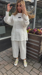 Effortless White Oversized Linen Co-ord Set – Minimalist Chic for Modern Elegance