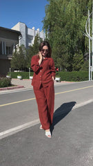 Russet Red Linen Co-ord Set – Relaxed Two-Piece Daily Wear