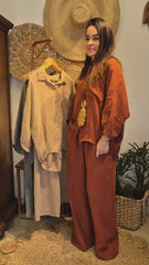 Burnt Orange Linen Co-ord Set – Relaxed Two-Piece Ensemble